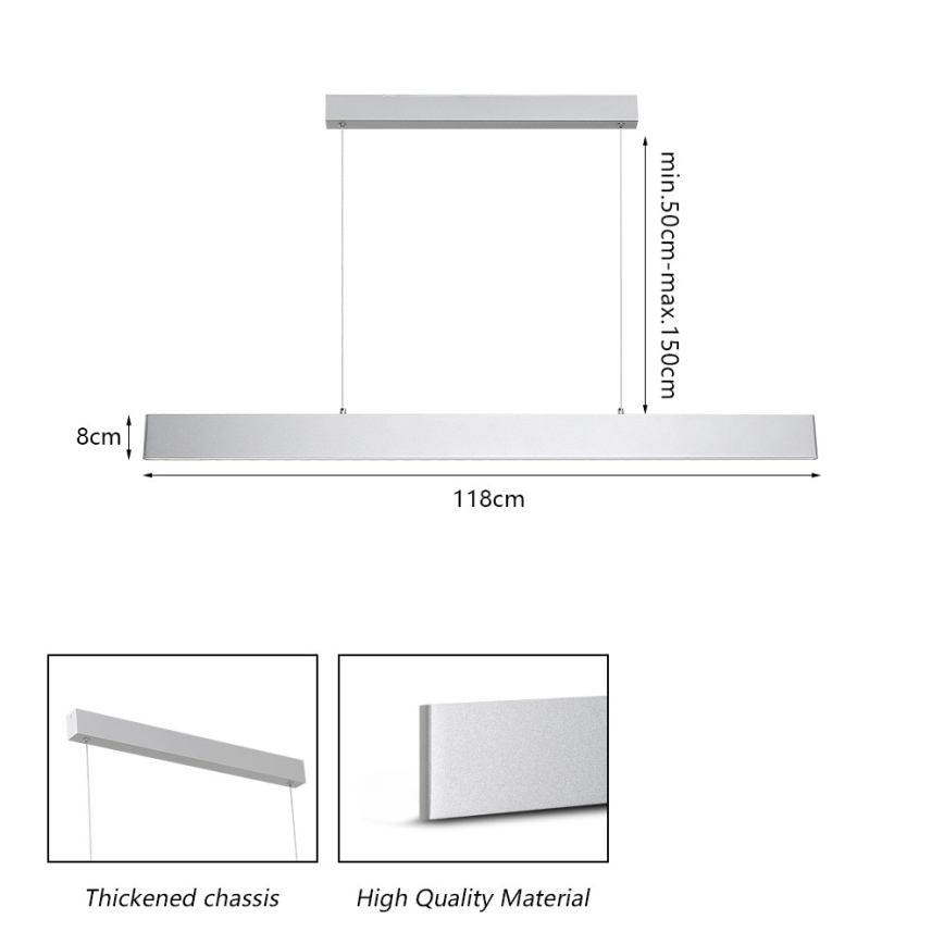 Brilagi - LED Żyrandol ściemnialny na lince SLIMLINE LED/40W/230V 3000-6000K srebrny + zdalne sterowanie