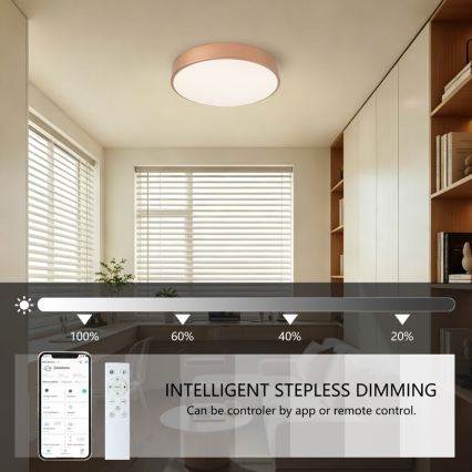 Brilagi - Ściemnialna oprawa sufitowa LED POOL SMART LED/48W/230V 3000-6000K Ø 40 cm Wi-Fi Tuya brązowa + pilot zdalnego sterowania