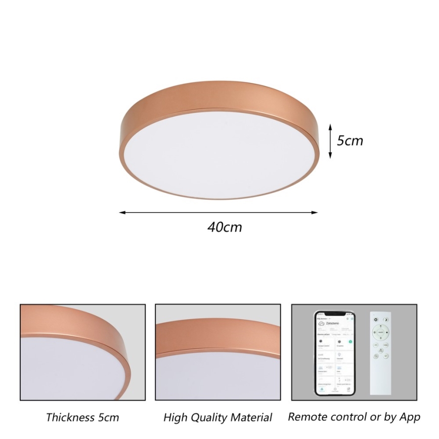 Brilagi - Ściemnialna oprawa sufitowa LED POOL SMART LED/48W/230V 3000-6000K Ø 40 cm Wi-Fi Tuya brązowa + pilot zdalnego sterowania