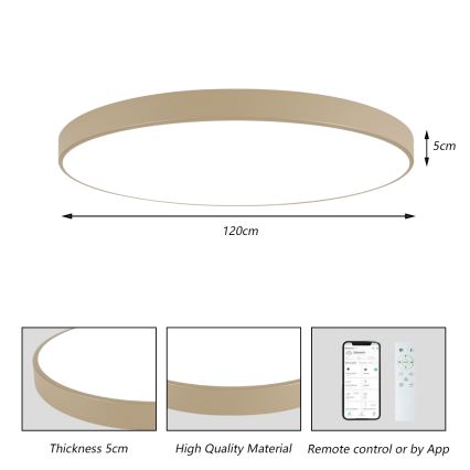 Brilagi - Ściemnialna lampa sufitowa LED POOL SMART LED/180W/230V 3000-6000K 120 cm beżowa Wi-Fi Tuya + pilot zdalnego sterowania