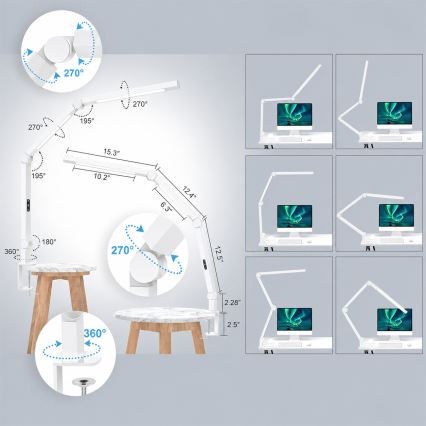 Brilagi - LED ściemnialna dotykowa giętka lampa stołowa VARIO LED/12W/230V 3000/4000/5000/6500K CRI 92 biała