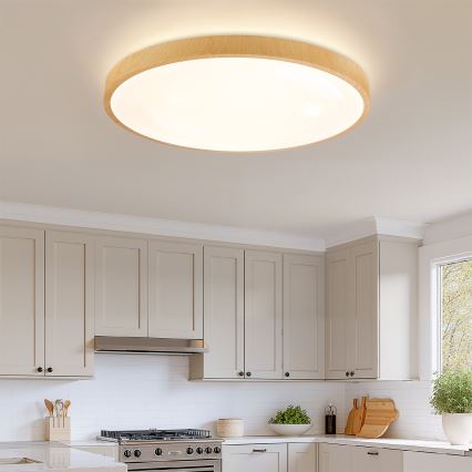 Brilagi - LED ściemnialna oprawa sufitowa GLASS POOL DOUBLE LED/80W/230V 3000-6000K 60 cm dekor drewna + pilot zdalnego sterowania