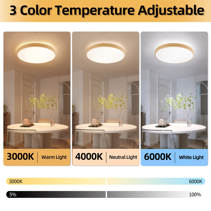 Brilagi - LED ściemnialna oprawa sufitowa GLASS POOL DOUBLE LED/80W/230V 3000-6000K 60 cm dekor drewna + pilot zdalnego sterowania