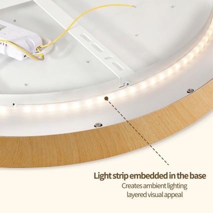 Brilagi - LED ściemnialna oprawa sufitowa GLASS POOL DOUBLE LED/80W/230V 3000-6000K 60 cm dekor drewna + pilot zdalnego sterowania