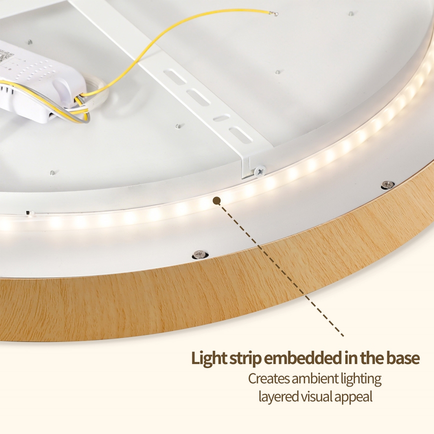 Brilagi - LED ściemnialna oprawa sufitowa GLASS POOL DOUBLE LED/80W/230V 3000-6000K 60 cm dekor drewna + pilot zdalnego sterowania
