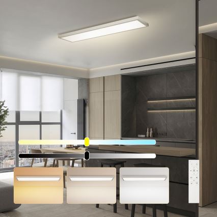 Brilagi - Ściemnialna lampa sufitowa do łazienki FRAME SMART LED/50W/230V 120x30 cm 3000-6000K IP44 srebrna + pilot zdalnego sterowania