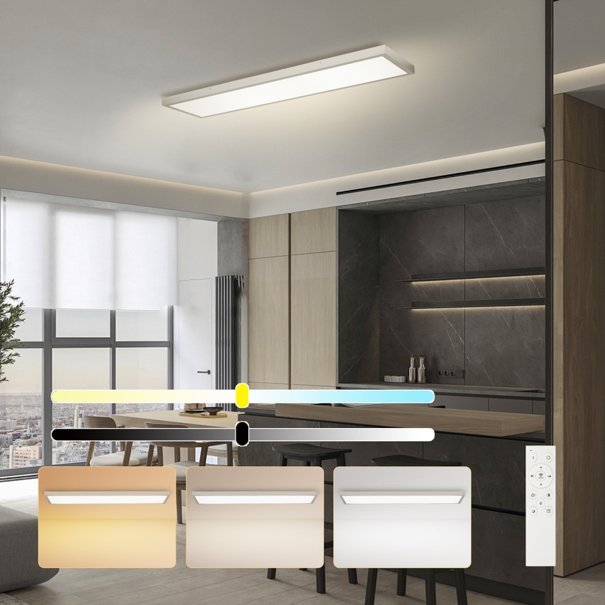 Brilagi - Ściemnialna lampa sufitowa do łazienki FRAME SMART LED/50W/230V 120x30 cm 3000-6000K IP44 srebrna + pilot zdalnego sterowania