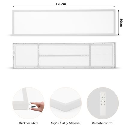 Brilagi - Ściemnialna lampa sufitowa do łazienki FRAME SMART LED/50W/230V 120x30 cm 3000-6000K IP44 srebrna + pilot zdalnego sterowania