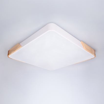Brilagi - LED ściemnialna lampa sufitowa PILANA LED/60W/230V 3000-6500K dąb/biały 56x56 cm + zdalne sterowanie
