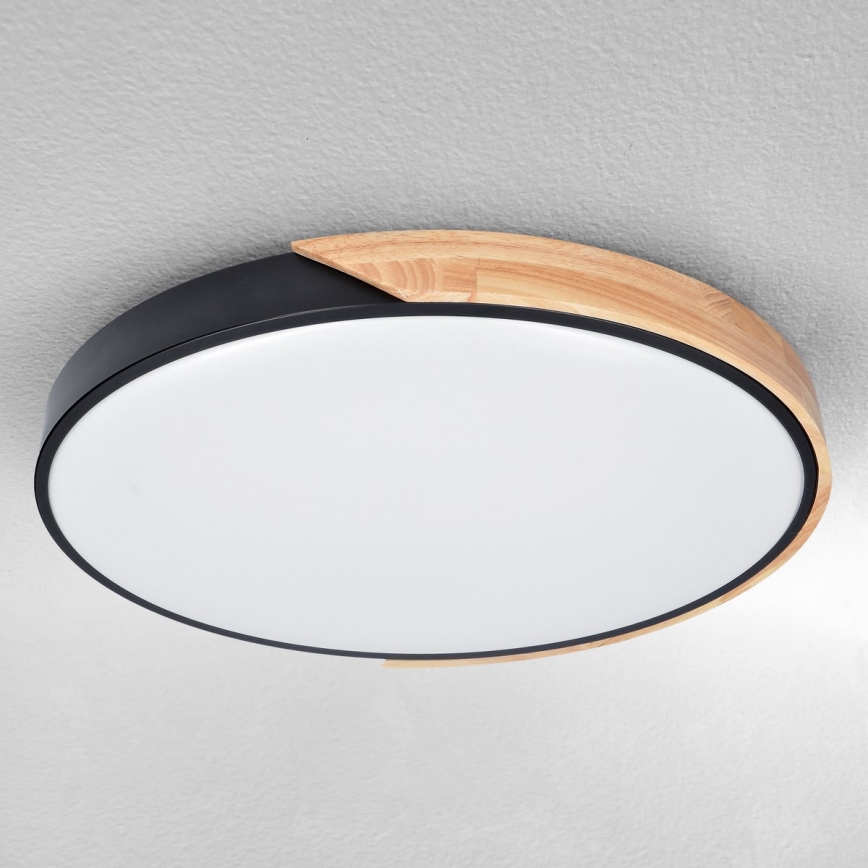 Brilagi - PILANA ściemnialny plafon LED 60W/230V, regulowana temperatura barwy 3000-6500K, dąb/czarny, śr. 60 cm + pilot zdalnego sterowania