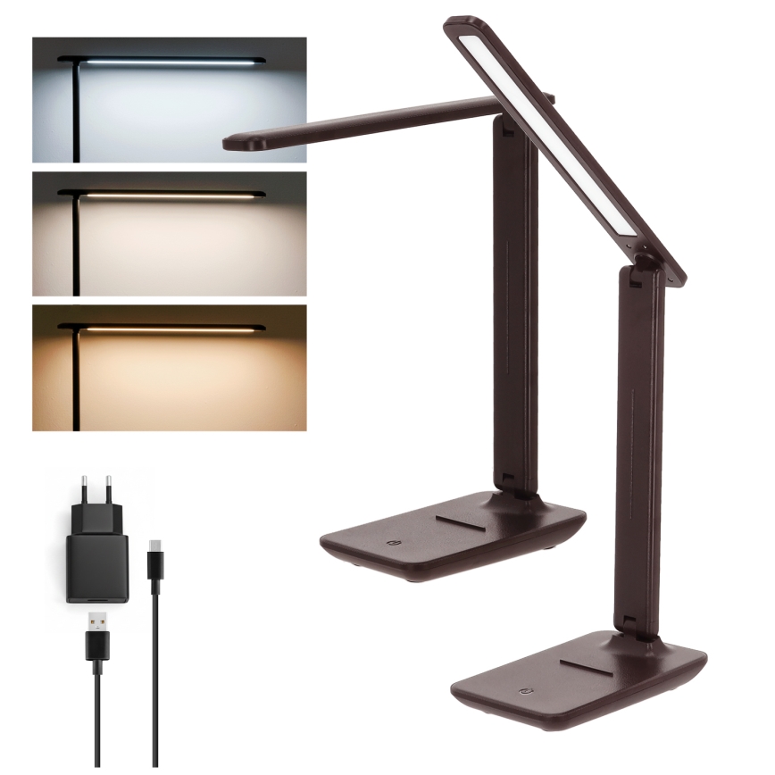 Brilagi - Ściemnialna lampa stołowa LED MODO LED/7W/230V 3000/4000/6500K brązowa