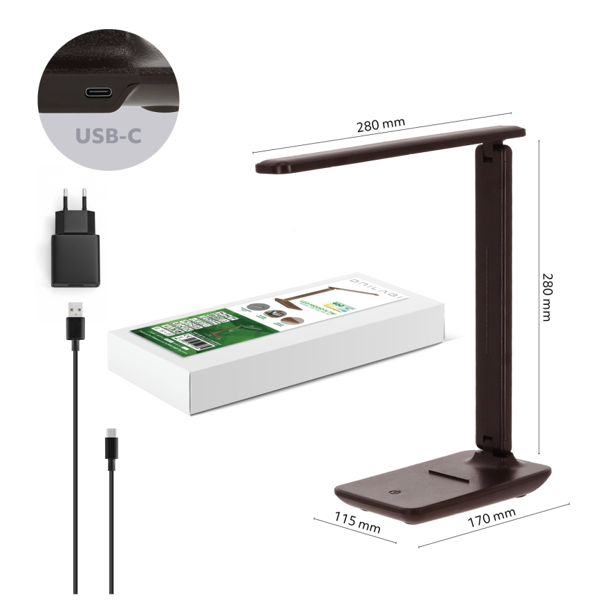 Brilagi - Ściemnialna lampa stołowa LED MODO LED/7W/230V 3000/4000/6500K brązowa