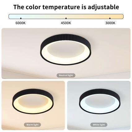 Brilagi - LED ściemnialna lampa sufitowa FALCON MODERN LED/30W/230V 3000-6500K śr. 40 cm czarna + pilot zdalnego sterowania