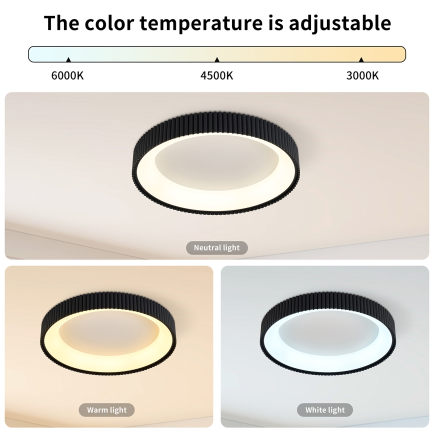 Brilagi - LED ściemnialna lampa sufitowa FALCON MODERN LED/30W/230V 3000-6500K śr. 40 cm czarna + pilot zdalnego sterowania