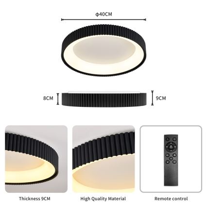 Brilagi - LED ściemnialna lampa sufitowa FALCON MODERN LED/30W/230V 3000-6500K śr. 40 cm czarna + pilot zdalnego sterowania