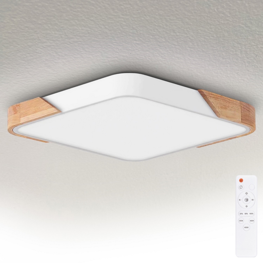 Brilagi - LED ściemnialna lampa sufitowa PILANA LED/60W/230V 3000-6500K dąb/biały 56x56 cm + zdalne sterowanie