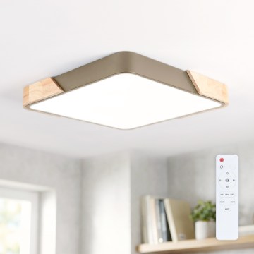 BRILAGI - LED Ściemnialna lampa sufitowa PILANA SQUARE LED/48W/230V 3000-6500K dąb/beżowa 42x42 cm + pilot zdalnego sterowania
