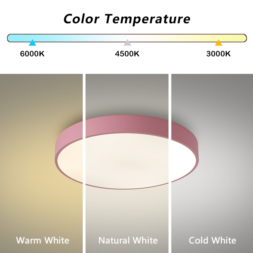 Brilagi - ściemnialna oprawa sufitowa POOL LED/36W/230V 3000-6000K średnica 30 cm różowa + pilot zdalnego sterowania