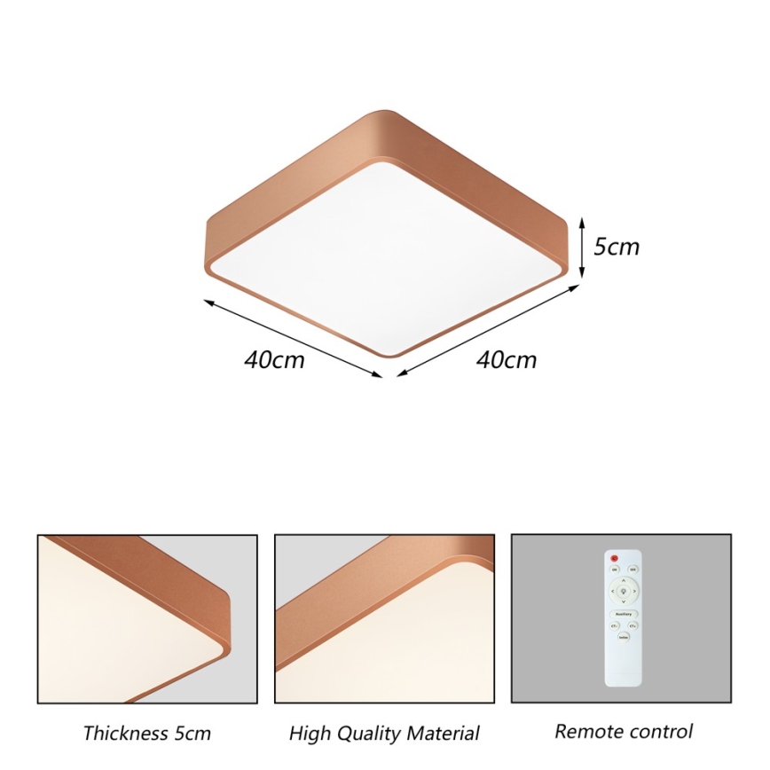 Brilagi - LED ściemnialna oprawa sufitowa POOL LED/36W/230V 3000-6000K 40x40 cm brązowa + pilot zdalnego sterowania