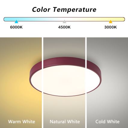 Brilagi - ściemnialna oprawa sufitowa LED POOL LED/48W/230V 3000-6000K śr. 40 cm bordowy + pilot zdalnego sterowania