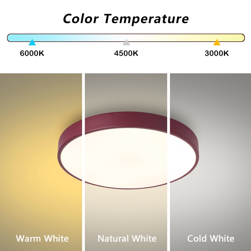 Brilagi - ściemnialna oprawa sufitowa LED POOL LED/48W/230V 3000-6000K śr. 40 cm bordowy + pilot zdalnego sterowania
