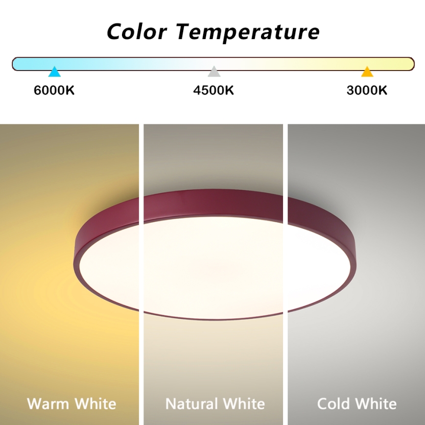 Brilagi - Lampa sufitowa LED ściemnialna POOL LED/60W/230V 3000-6000K Ø 50 cm bordowa + pilot zdalnego sterowania