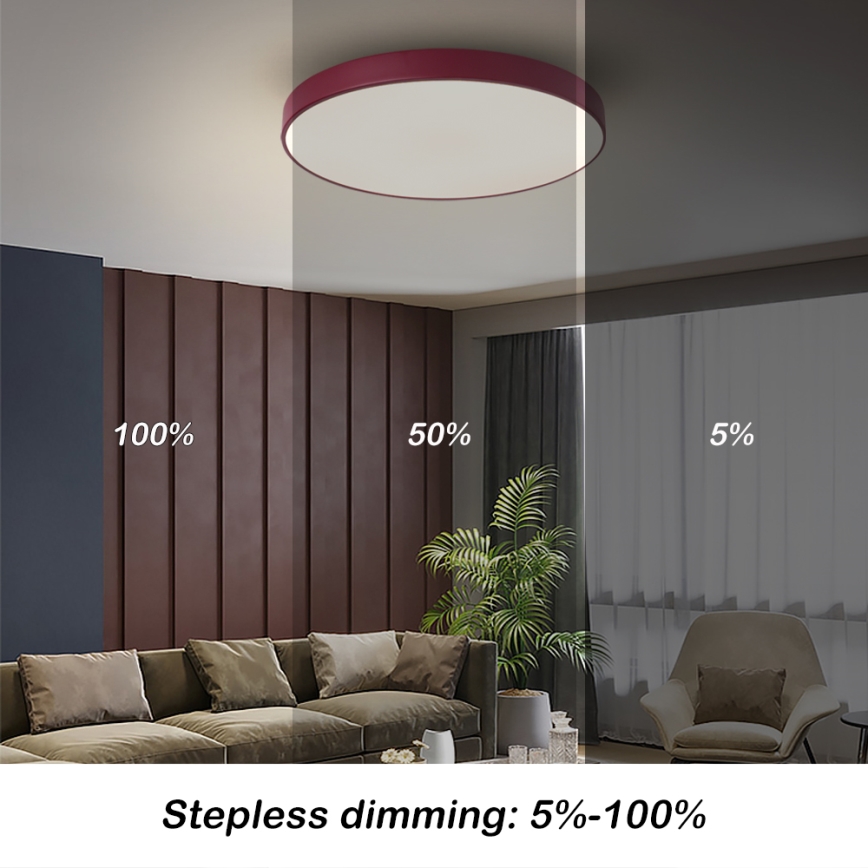 Brilagi - Lampa sufitowa LED ściemnialna POOL LED/60W/230V 3000-6000K Ø 50 cm bordowa + pilot zdalnego sterowania