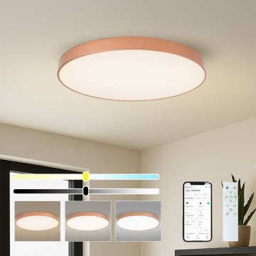 Brilagi - LED ściemnialna lampa sufitowa POOL SMART LED/100W/230V 3000-6000K śr. 80 cm Wi-Fi Tuya brązowa + pilot zdalnego sterowania