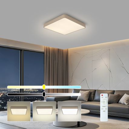 BRILAGI - LED ściemnialna oprawa sufitowa POOL SQUARE LED/36W/230V 3000-6000K 40x40 cm beżowa + pilot zdalnego sterowania