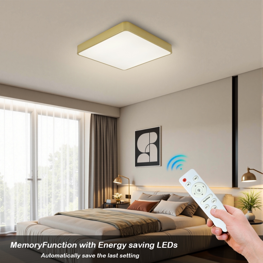 Brilagi - ściemnialna oprawa sufitowa LED POOL SQUARE LED/48W/230V 3000-6000K 50x50 cm złota + pilot zdalnego sterowania