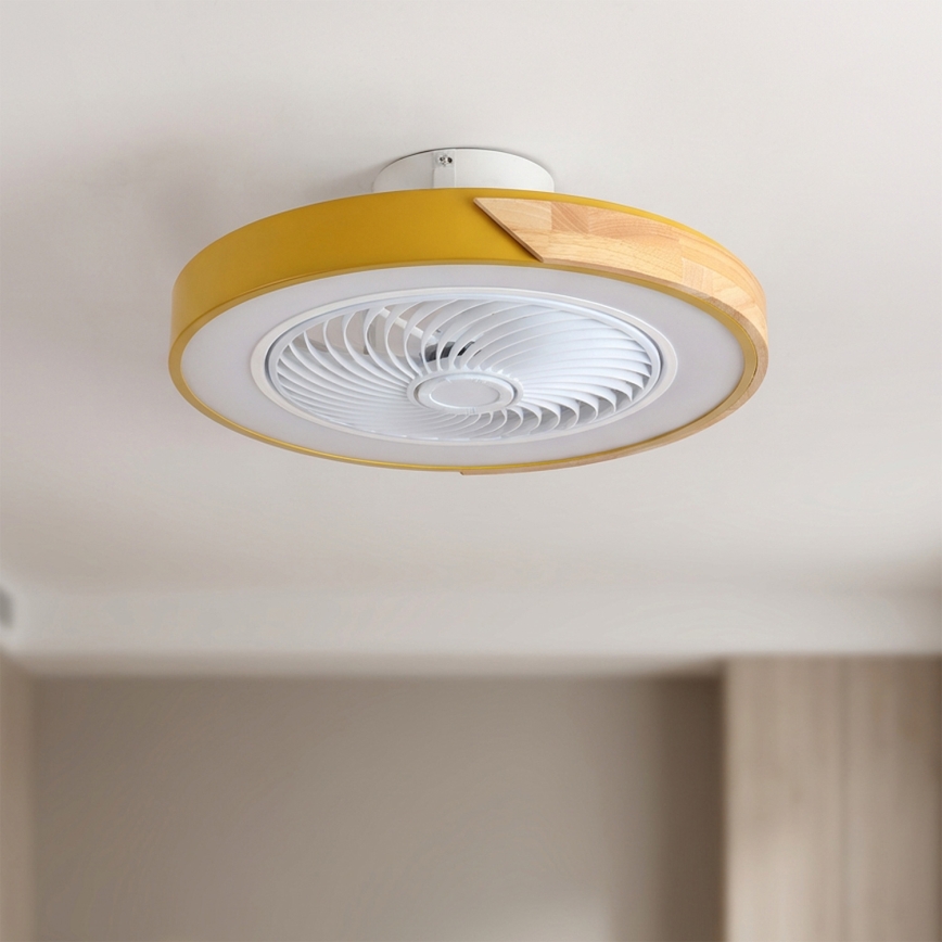 Brilagi - ściemnialna oprawa sufitowa LED z wentylatorem LED/38W/230V 3000-6500K 3000-6500K śr. 50 cm złoty/dąb + zdalne sterowanie