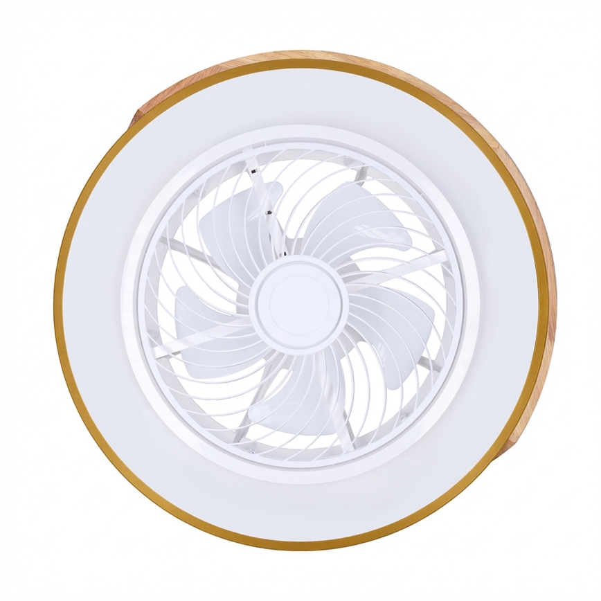 Brilagi - ściemnialna oprawa sufitowa LED z wentylatorem LED/38W/230V 3000-6500K 3000-6500K śr. 50 cm złoty/dąb + zdalne sterowanie
