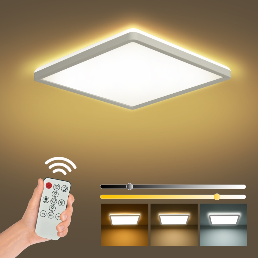 Brilagi - LED Regulowane natynkowe oświetlenie sufitowe ULTRA SLIM LED/18W/230V 2700-6500K 30x30 cm białe + pilot do zdalnego sterowania