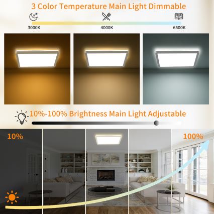 Brilagi - LED Regulowane natynkowe oświetlenie sufitowe ULTRA SLIM LED/18W/230V 2700-6500K 30x30 cm białe + pilot do zdalnego sterowania