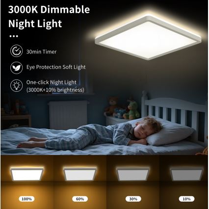 Brilagi - LED Regulowane natynkowe oświetlenie sufitowe ULTRA SLIM LED/18W/230V 2700-6500K 30x30 cm białe + pilot do zdalnego sterowania