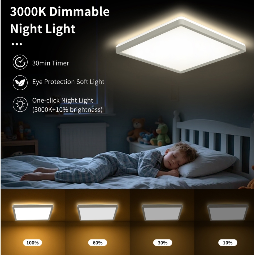 Brilagi - LED Regulowane natynkowe oświetlenie sufitowe ULTRA SLIM LED/18W/230V 2700-6500K 30x30 cm białe + pilot do zdalnego sterowania