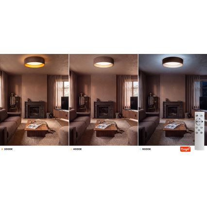 Brilagi - ściemnialna oprawa sufitowa LED VELVET SMARTIX STARS LED/36W/230V 3000-6000K Ø 55 cm brązowo-złota Wi-Fi Tuya Beacon + pilot zdalnego sterowania