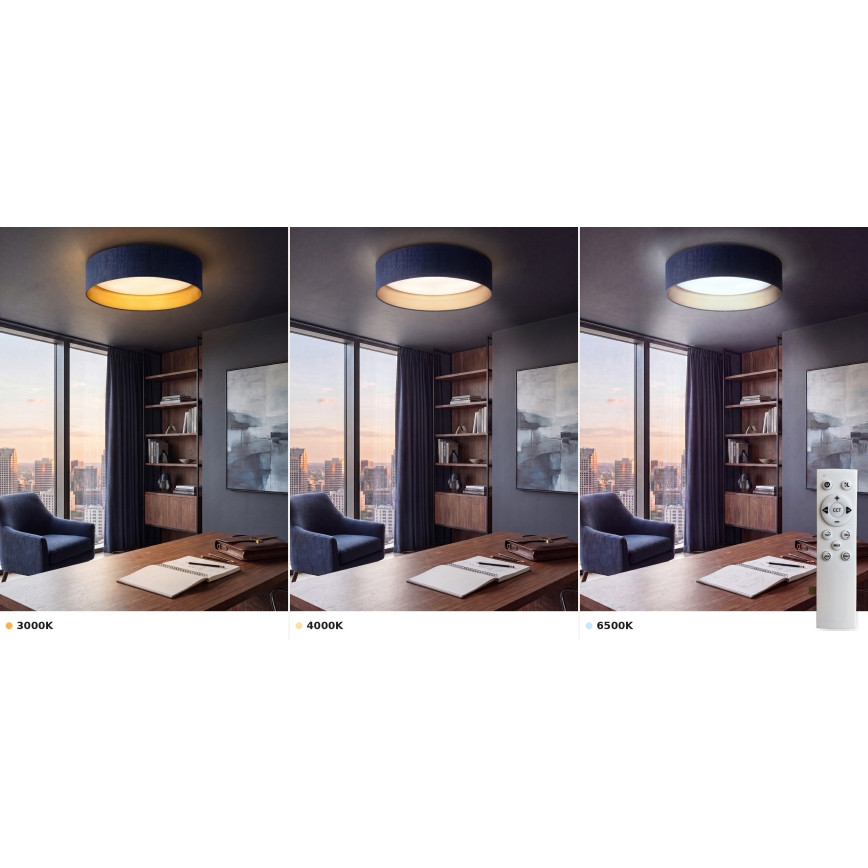 Brilagi - ściemnialna lampa sufitowa LED VELVET SMART VARI LED/24W/230V 3000-6500K Ø 45 cm niebieska/złota + pilot zdalnego sterowania