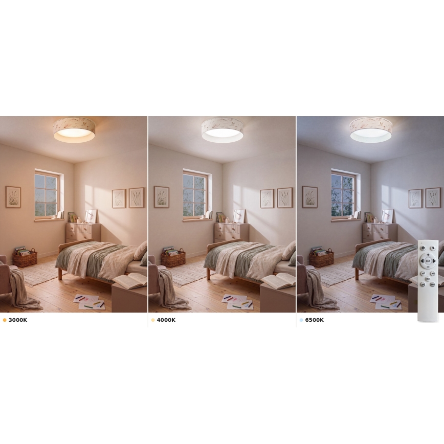 Brilagi - Ściemniana oprawa sufitowa LED VELVET SMART VARI LED/36W/230V 3000-6500K średnica 55 cm biały/z motywem kwiatowym + pilot zdalnego sterowania