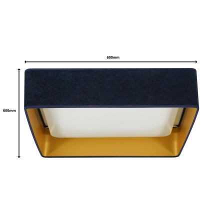 Brilagi - Ściemnialna lampa sufitowa LED VELVET SQUARE SMART LED/36W/230V 60x60 cm 2700-6500K Wi-Fi Tuya + zdalne sterowanie ciemnoniebieska