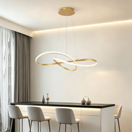 Brilagi - Ściemnialny żyrandol LED na linkach INFINITY LED/80W/230V 3000-6000K 80x80 cm złoty + pilot zdalnego sterowania