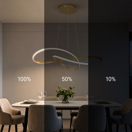 Brilagi - Ściemnialny żyrandol LED na linkach INFINITY LED/80W/230V 3000-6000K 80x80 cm złoty + pilot zdalnego sterowania