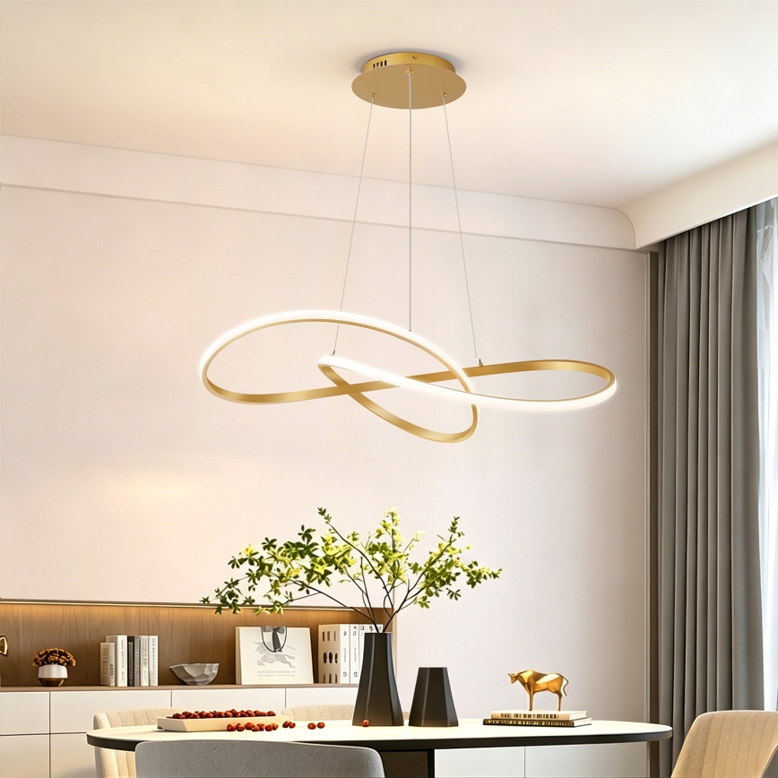 Brilagi - Ściemnialny żyrandol LED na linkach INFINITY LED/80W/230V 3000-6000K 80x80 cm złoty + pilot zdalnego sterowania