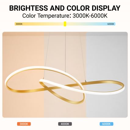 Brilagi - Ściemnialny żyrandol LED na linkach INFINITY LED/80W/230V 3000-6000K 80x80 cm złoty + pilot zdalnego sterowania