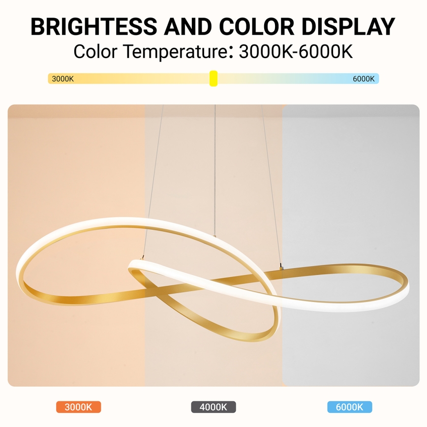 Brilagi - Ściemnialny żyrandol LED na linkach INFINITY LED/80W/230V 3000-6000K 80x80 cm złoty + pilot zdalnego sterowania