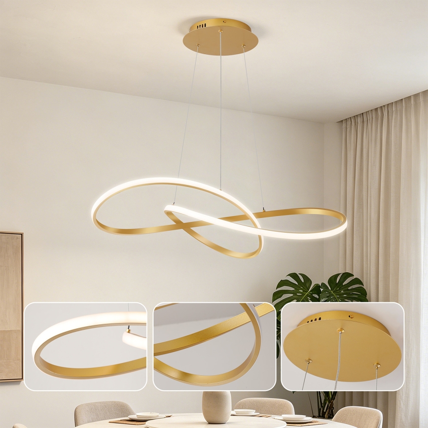 Brilagi - Ściemnialny żyrandol LED na linkach INFINITY LED/80W/230V 3000-6000K 80x80 cm złoty + pilot zdalnego sterowania