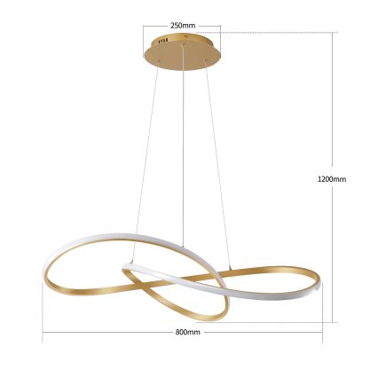 Brilagi - Ściemnialny żyrandol LED na linkach INFINITY LED/80W/230V 3000-6000K 80x80 cm złoty + pilot zdalnego sterowania