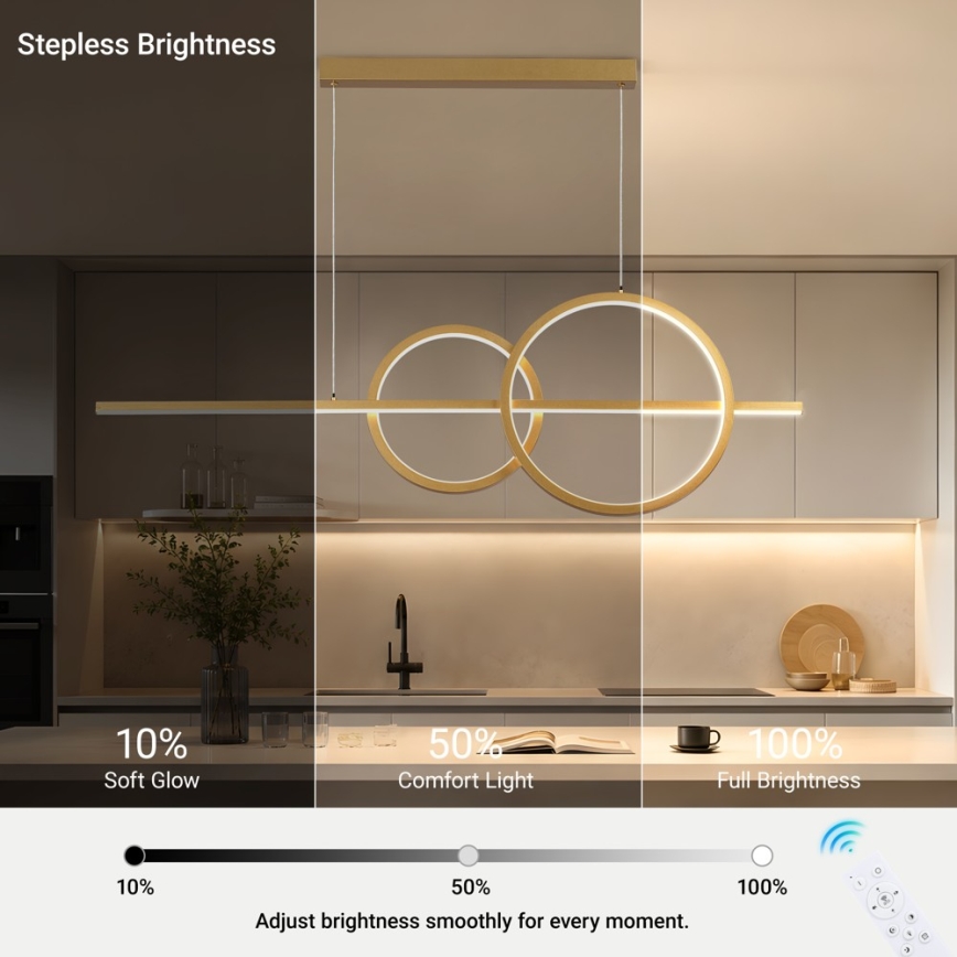 BRILAGI - LED ściemnialny żyrandol na lince SIGNATURE LED/53W/230V 3000-6000K 120 cm złoty + pilot zdalnego sterowania