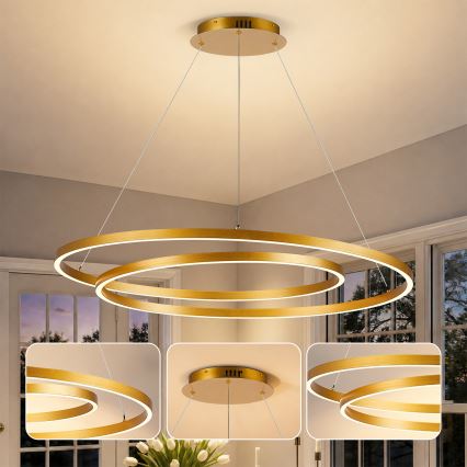 BRILAGI - ściemnialna lampa wisząca na linkach TWISTER LED/105W/230V 3000-6000K Ø 100 cm złota + pilot zdalnego sterowania