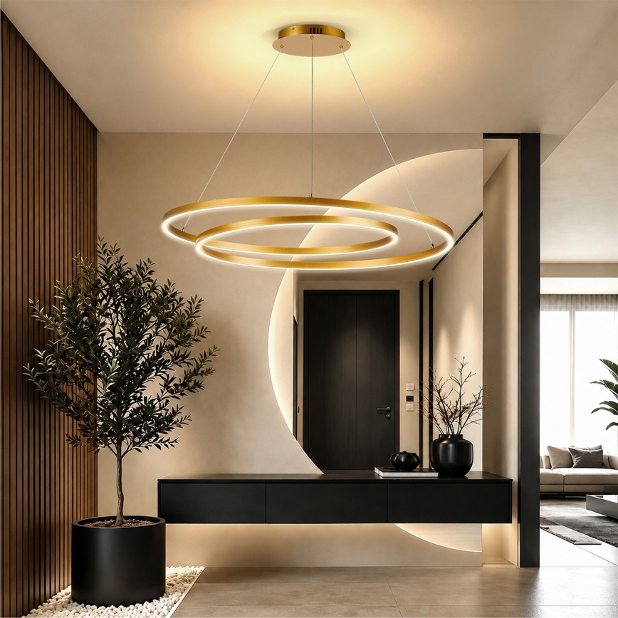BRILAGI - ściemnialna lampa wisząca na linkach TWISTER LED/105W/230V 3000-6000K Ø 100 cm złota + pilot zdalnego sterowania